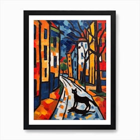 Painting Of Berlin With A Cat 1 In The Style Of Matisse Art Print