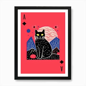 Playing Cards Cat 8 Pink And Black Affiche