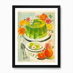 Retro Bright Green Jelly Vintage Cookbook Inspired 3 Art Print