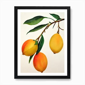 Lemon Watercolour Fruit Painting Fruit Art Print