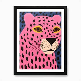 Pink Polka Dot Jaguar 1 Art Print