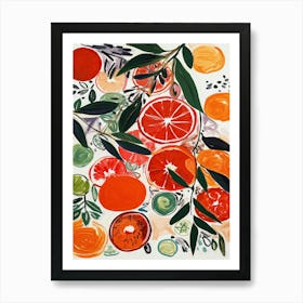 Blood Orange Fruit Drawing 4 Art Print