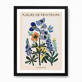 Spring Floral French Poster  Aconitum 3 Art Print