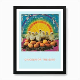 Chicken Or The Egg Retro Rainbow Poster 1 Art Print