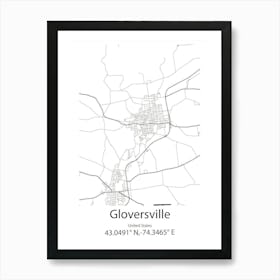 Gloversville,United States Minimalist Map Art Print