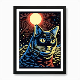 Galactic Hiss, Psychedelic Cats series Art Print
