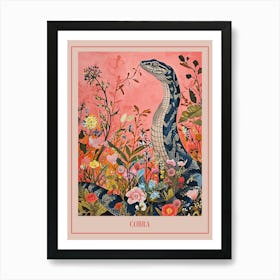 Floral Animal Painting Cobra 1 Poster Art Print