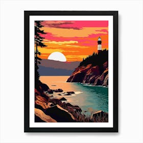 San Juan Islands Retro Pop Art 1 Art Print