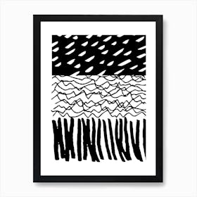 Black Abstract Marks Art Print