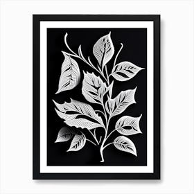 Cherry Leaf Linocut 1 Poster