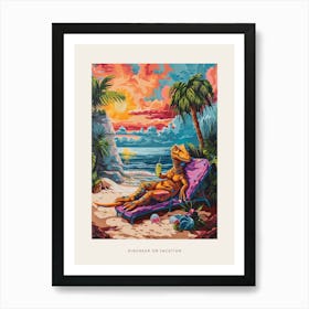 Dinosaur On A Sun Lounger With A Cocktail Painting 1 Poster Art Print