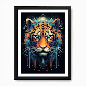 Tiger Art In Naïve Art Style 4 Art Print