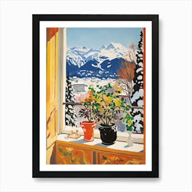 The Windowsill Of Interlaken   Switzerland Snow Inspired By Matisse 2 Art Print