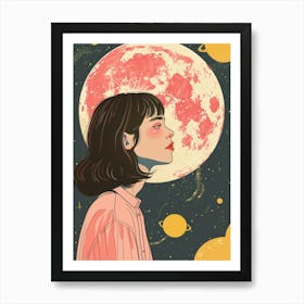 Girl With A Moon 1 Art Print