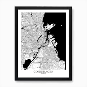 Copenhagen White Black Art Print