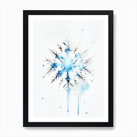 Crystal, Snowflakes, Minimalist Watercolour 4 Art Print