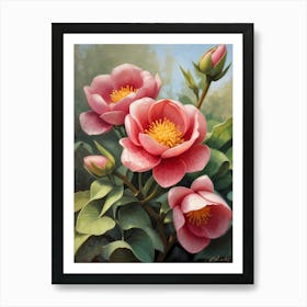 Three Pink Peonies Art Print