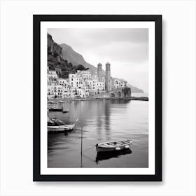 Amalfi, Italy, Mediterranean Black And White Photography Analogue 3 Art Print