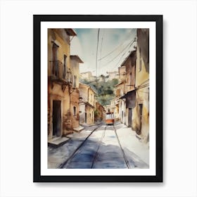 Painting Of Athens Greece In The Style Of Watercolour 1 Art Print