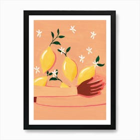 Woman Holding Lemons Art Print