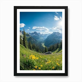 A Panoramic View Of A Dynamic Alpine Landscape Transitioning From Spring To Summer Featuring Idylli (2) Art Print