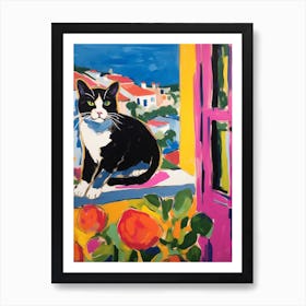 Painting Of A Cat In Marbella Spain 1 Art Print