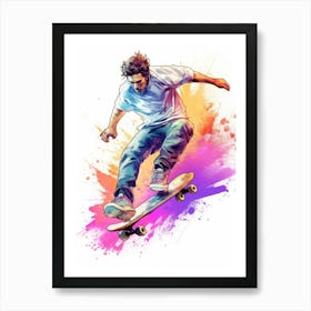 Skateboarding In Sao Paulo, Brazil Gradient Illustration 1 Art Print