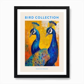 Two Peacocks Colourful Painting 4 Poster Art Print