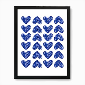 Blue Hearts Art Print