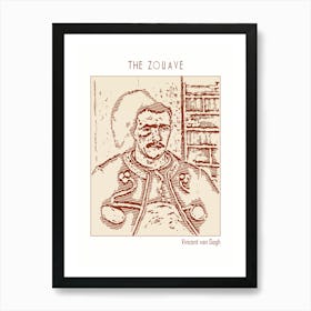 Line Art Minimalist – The Zouave – Vincent Van Gogh – Classic Painting 1 Art Print