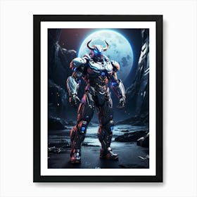 Bull In Cyborg Body #2 Art Print