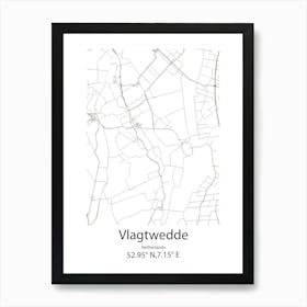 Vlagtwedde,Netherlands Minimalist Map Art Print