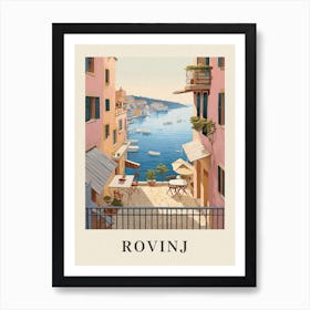 Rovinj Croatia 3 Vintage Pink Travel Illustration Poster Art Print