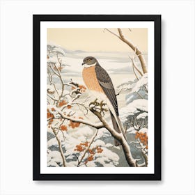 Winter Bird Painting Eurasian Sparrowhawk 4 Art Print