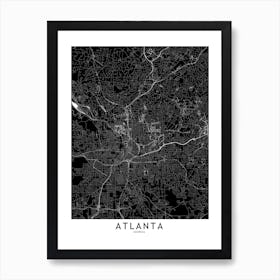 Atlanta Black And White Map Art Print