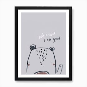 Peak A Boo Bear Art Print