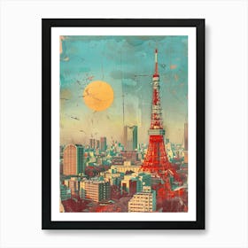 Tokyo Tower Mid Century Modern 3 Art Print