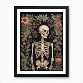 Botanical Skeleton Vintage Flowers Painting (36) Art Print