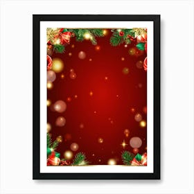 Festive Christmas Background Embracing Warm Hues Of Red And Green Cascading With Gold Tinsel Ornam 2 1 Poster