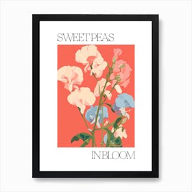 Sweet Peas In Bloom Flowers Bold Illustration 1 Art Print