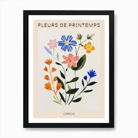 Spring Floral French Poster  Lobelia 3 Art Print