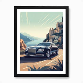 A Chrysler 300 In Amalfi Coast, Italy, Car Illustration 4 Art Print