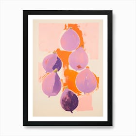 Figs. Lilac and Orange Colors. Acrylic Painting Kitchen Art Print