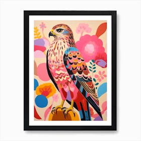 Pink Scandi Red Tailed Hawk 4 Art Print