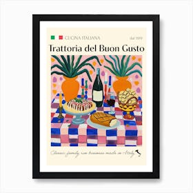 Trattoria Del Buon Gusto Trattoria Italian Poster Food Kitchen Art Print