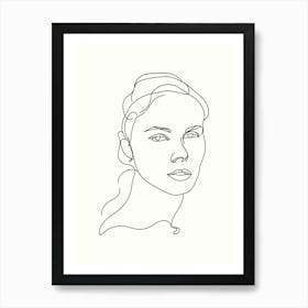 Woman'S Face Hand Drawing Line Art Art Print