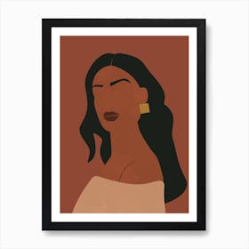 Abstract Woman Gold Earring Painting Art Print