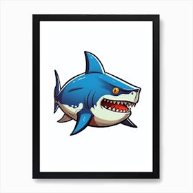 A Bull Shark In A Vintage Cartoon Style 1 Art Print