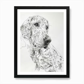 American English Hound Dog Line Sketch 2 Art Print