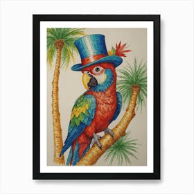 Parrot In Hat 1 Art Print